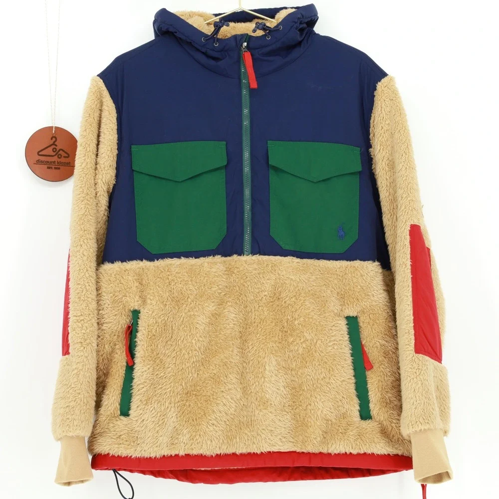 Polo Ralph Lauren Performance Colorblock Fleece Hybrid Quarter Zip Hoodie Large